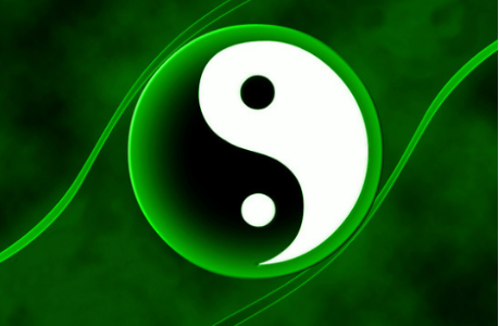 Yin Yang in green and whit